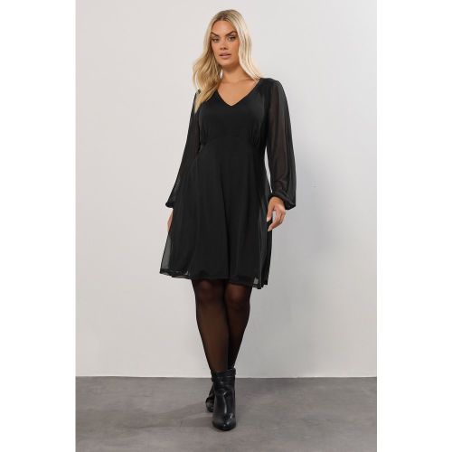 Curve Robe Courte Noire À Manches En Maille Size 50-52 - Yours - Modalova
