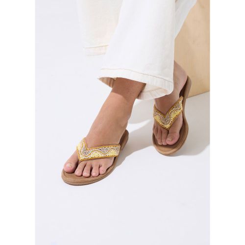 Sandales Perlées En Suédine Marron Nature, Extra Wide E Fitsize 38EEE - Yours - Modalova