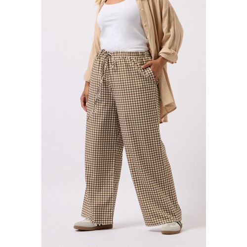 Pantalon Large À Carreaux Vichy Marron Size 46 - Yours - Modalova