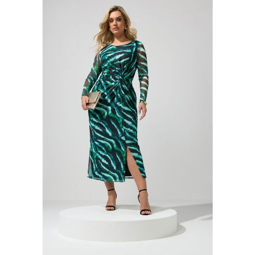 Robe Milongue En Mesh Vert Menthe Zébré Avec Nœud Sur Le Côté Size 42 - Yours London - Modalova