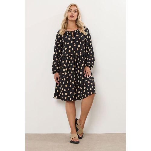 Robe Noire À Pois Et Col Noué Size 48 - Yours - Modalova