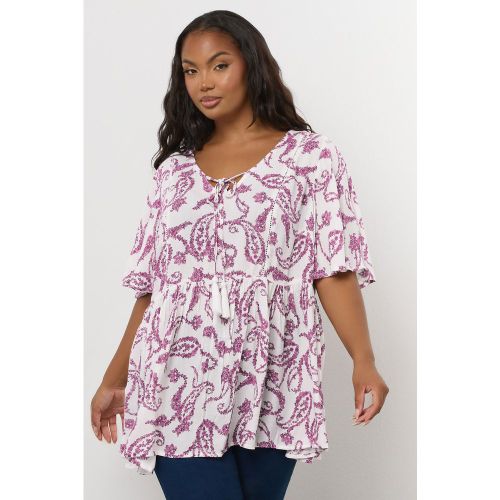 Haut Blanc À Imprimé Cachemire Noué Sur Le Devant Size 46 - Yours - Modalova