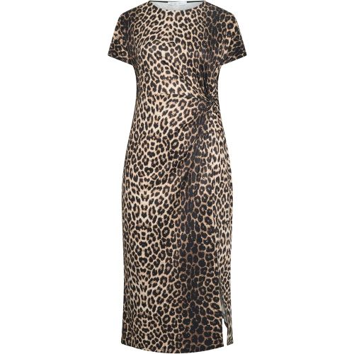 Plus Size Brown Animal Print Side Twist Dress Size 46 - Yours London - Modalova