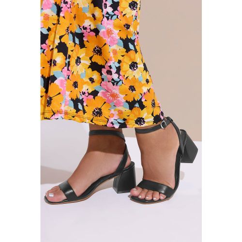 Sandales À Talons Carrés En Similicuir Noir, Coupe Extra Large Eeesize 37EEE - Yours - Modalova