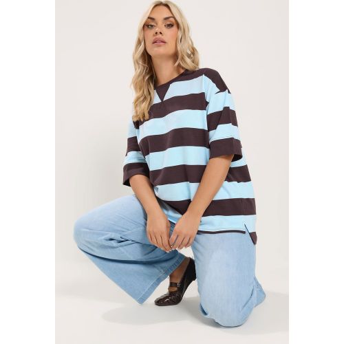 Tshirt Épais Marron Chocolat Et Bleu À Rayures Size 46 - Yours - Modalova