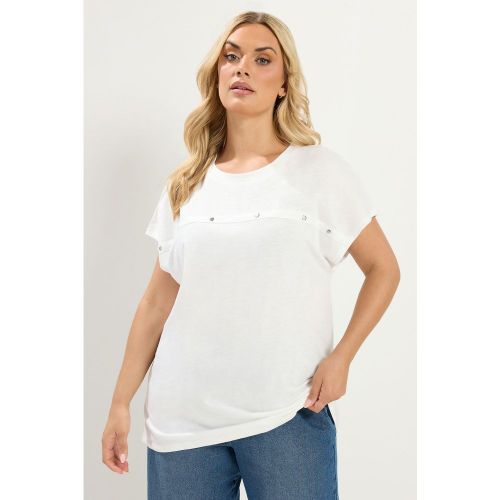 Tshirt Blanc À Mancherons Orné De Clous Size 48 - Yours - Modalova