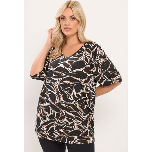 Top Plissé Noir À Imprimé Abstrait Size 54-56 - Yours - Modalova