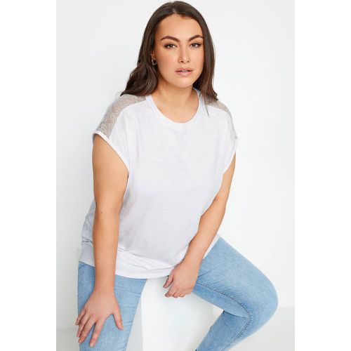 Tshirt Encolure Dentelle En Coton , Grande Taille & Courbes - Yours - Modalova