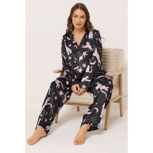 Ensemble De Pyjama En Satin Léopard Bleu Marine Size 42-44 - Yours - Modalova
