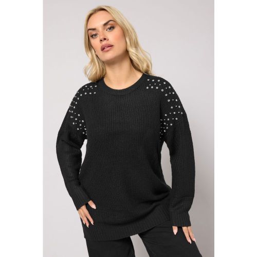 Pull En Maille Noir Empiècement Strass Size 50-52 - Yours - Modalova