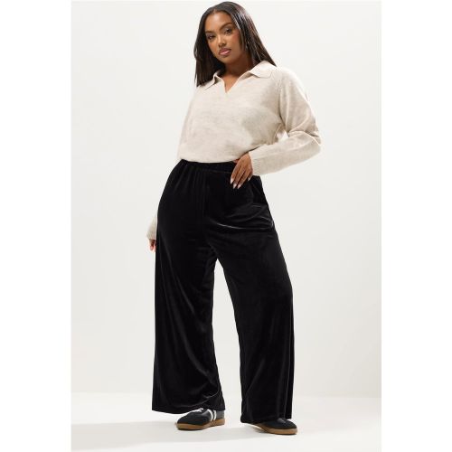 Pantalon Palazzo En Velours Noir Size 46 - Yours - Modalova