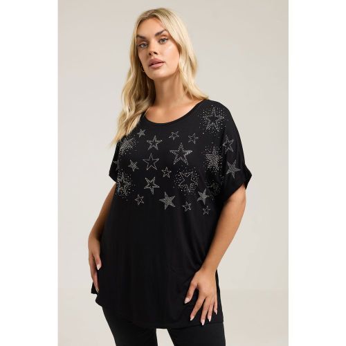 Tshirt Noir À Clous Et Étoiles Size 42 - Yours - Modalova
