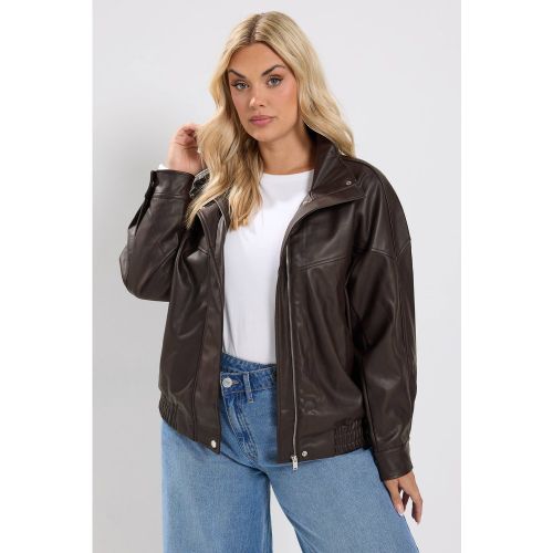 Veste À Col Cheminée En Similicuir Marron Chocolat Size 42 - Yours - Modalova