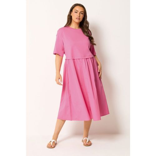 Robe Tshirt Milongue En Popeline Rose Size 46 - Yours - Modalova