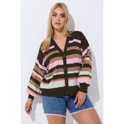 Cardigan Marron Chocolat À Rayures Size 50-52 - Limited Collection - Modalova