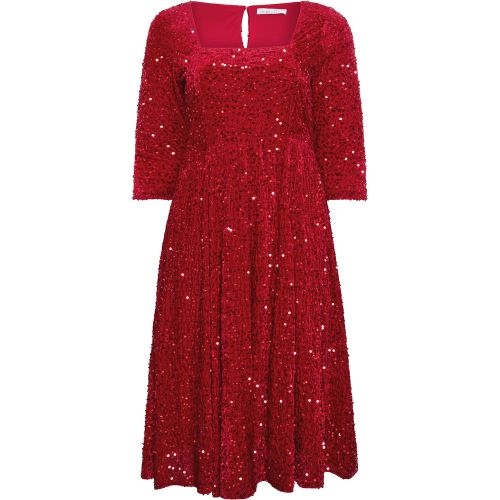 Robe Patineuse Rouge En Velours À Sequins Size 40 - Yours London - Modalova