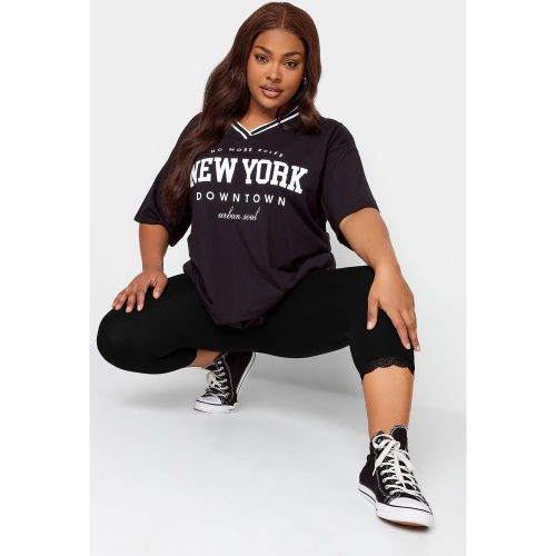 Legging 3/4 Noir & Bords En Dentellesize 54 - Yours - Modalova