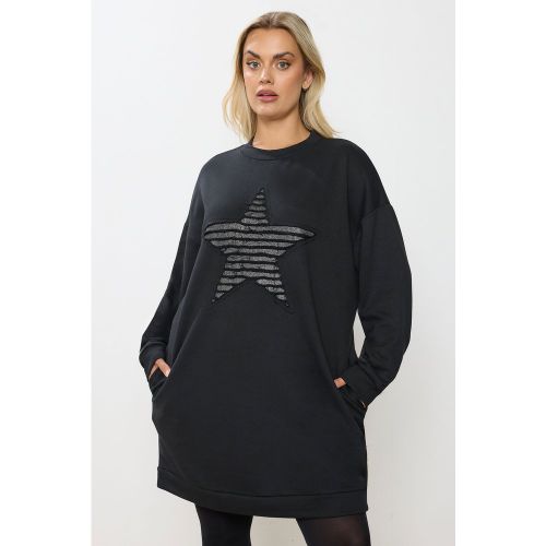 Robe Sweatshirt Noire Métallisée Size 48 - Yours - Modalova
