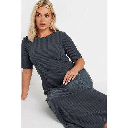 Curve Charcoal Grey Ribbed Maxi Dress, Grande Taille & Courbes - Yours - Modalova