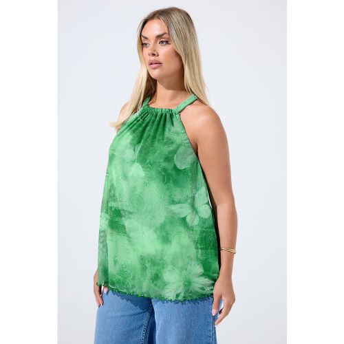Haut À Col Licou Imprimé Papillon Vert Curve Size 48 - Limited Collection - Modalova