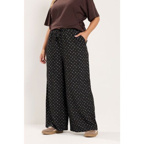Pantalon Large Marron Chocolat Et Bleu À Pois Size Short > 46 - Yours - Modalova