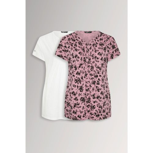 Lot De 2 Tops Rose & Blanc Plissé Fluide Size 54-56 - Yours - Modalova