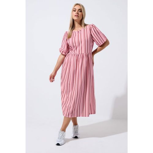 Robe À Basque Rose À Rayures Size 46 - Limited Collection - Modalova