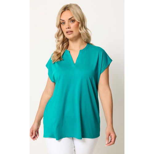 Tshirt Bleu À Encolure Fendue Size 46 - Yours - Modalova