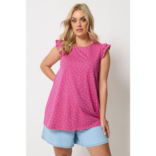 Débardeur À Manches Volantées Rose À Pois Size 46 - Yours - Modalova