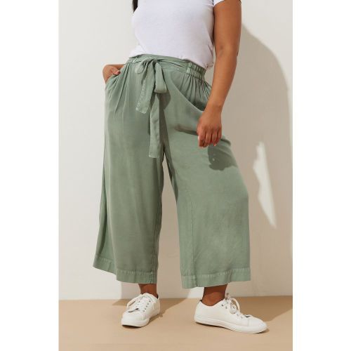 Pantalon Jupeculotte Chambray Vert Kaki Size 48 - Yours - Modalova