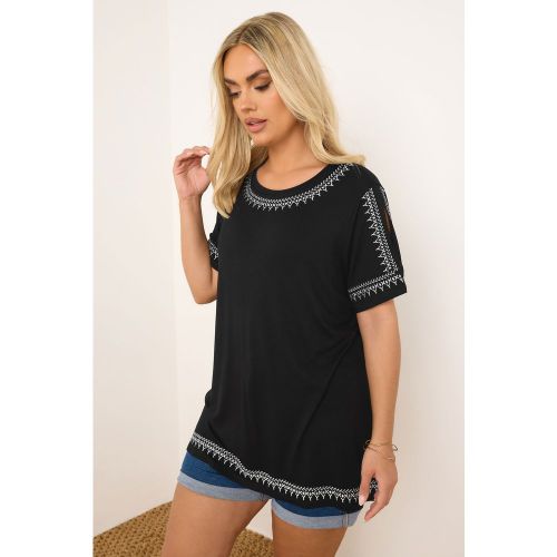 Yours Top Brodé Noir Size 50-52 - Yours - Modalova