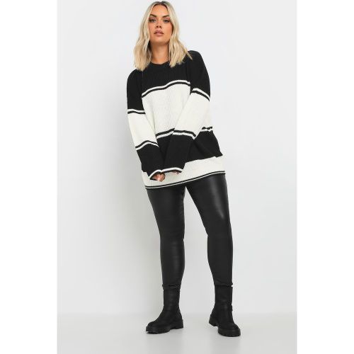 Pull Noir & Crème À Rayures En Maille Size 50-52 - Yours - Modalova