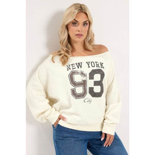 Sweatshirt Crème À Épaules Dénudées « New York » Size 50-52 - Yours - Modalova