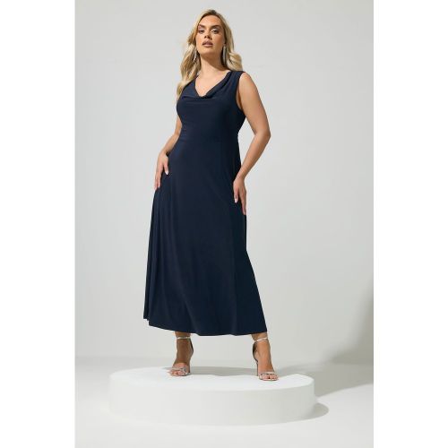 Yours Robe Longue Bleu Marine Drapée Sur Le Devantsize 40 - Yours London - Modalova