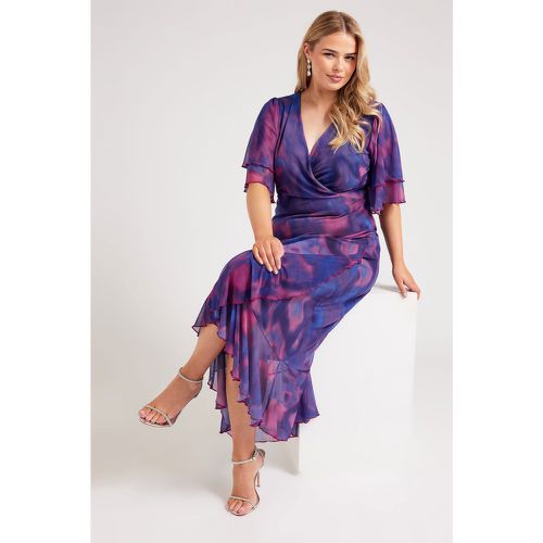 Robe Midi Cachecoeur Violette Abstraite , Grande Taille & Courbes - Yours London - Modalova