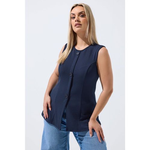 Gilet Bleu Marine À Coutures Apparentes Size 50-52 - Limited Collection - Modalova
