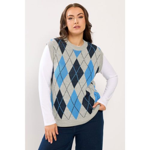 Débardeur En Maille À Losanges Bleu Size 46-48 - Yours - Modalova