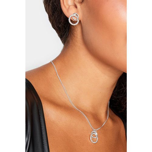 Pack Silver Tone Diamante Circle Necklace And Earring Set - Yours - Modalova