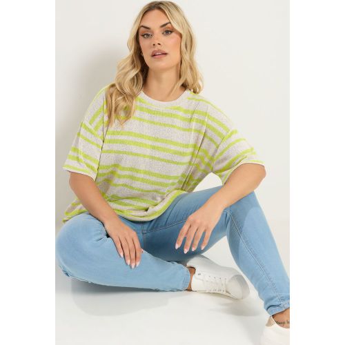 Tshirt Coupe Carrée À Rayures En Maille Vert Size 42 - Yours - Modalova