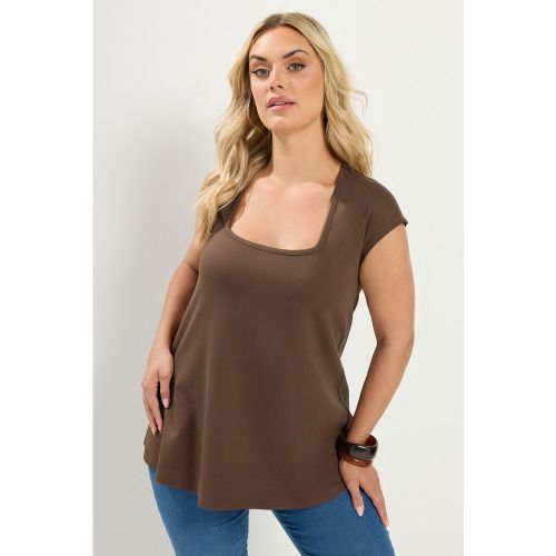 Top Marron Chocolat À Mancherons Size 44 - Yours - Modalova