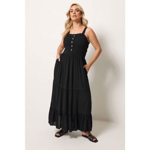 Robe Noire À Patte Smockée Size 62-64 - Yours - Modalova