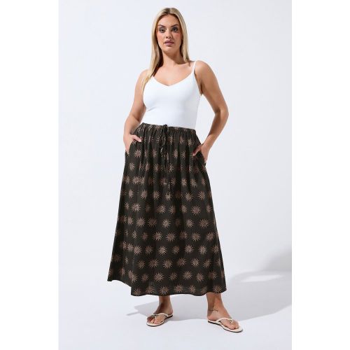 Yours Jupe Longue Marron Foncé À Imprimé Soleilsize 58-60 - Limited Collection - Modalova