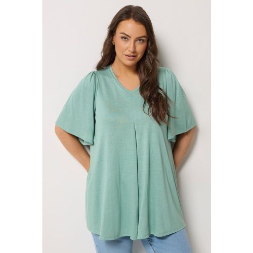 Top Plissé Devant Vert Size 46 - Yours - Modalova