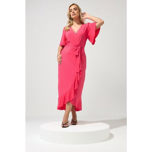 Robe Cachecœur Milongue Rose À Volants Size 48 - Yours London - Modalova
