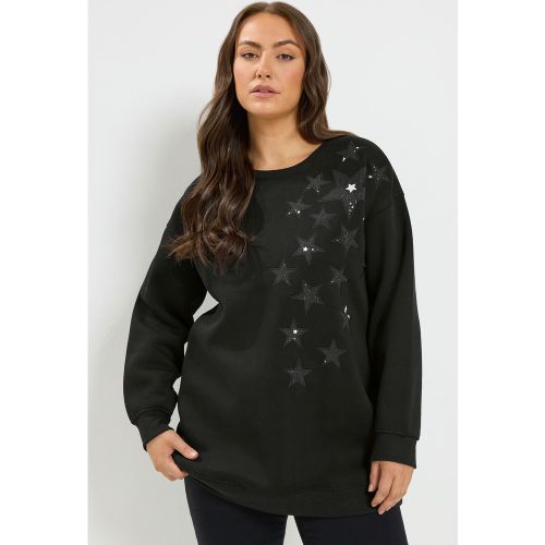 Sweatshirt À Manches Longues Noir À Motif Étoiles Size 48 - Yours - Modalova