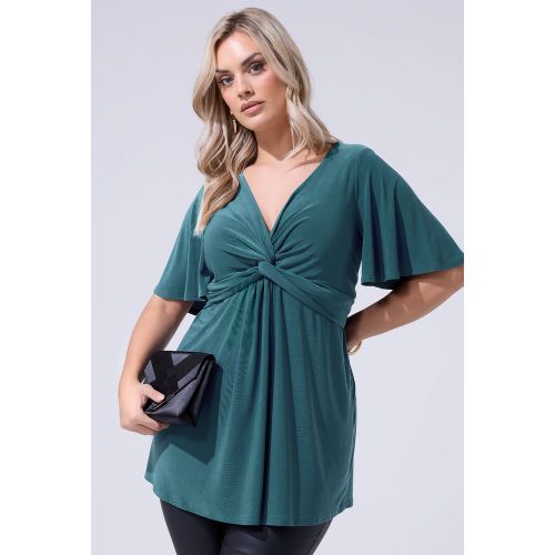 Haut Bleu Sarcelle Avec Nœud Sur Le Devant Size 50-52 - Yours London - Modalova