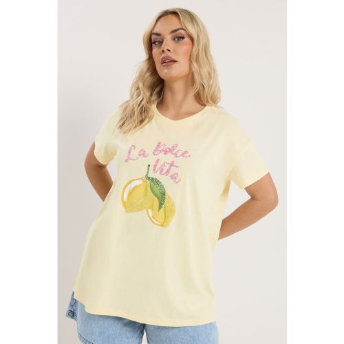 Tshirt Jaune Imprimé Graphique Citron Perlé Size 54-56 - Yours - Modalova