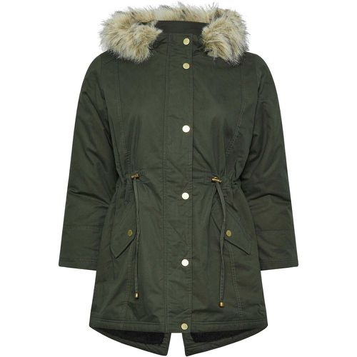 Petite Curve Khaki Green Faux Fur Parka Jacket, Grande Taille & Courbes - Yours - Modalova