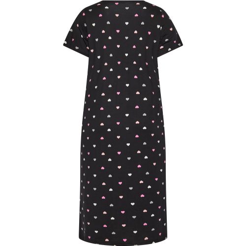 Et Lot De 2 Chemises De Nuit Midaxi Noir Et Rose À Motif Cœursize 58-60 - Yours - Modalova