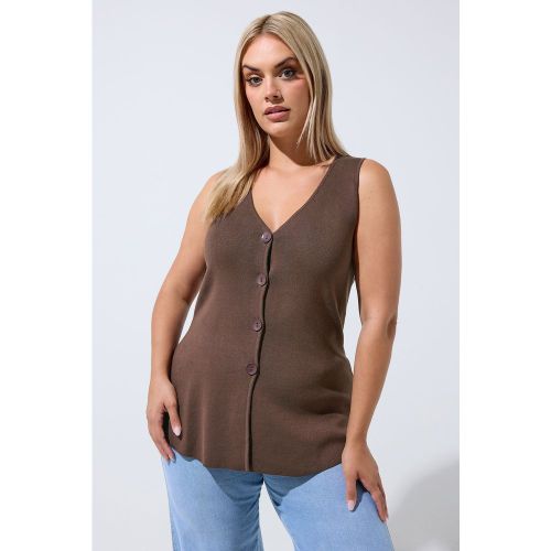 Gilet Sans Manches Marron Chocolat À Ourlet Évasé Size 54-56 - Limited Collection - Modalova